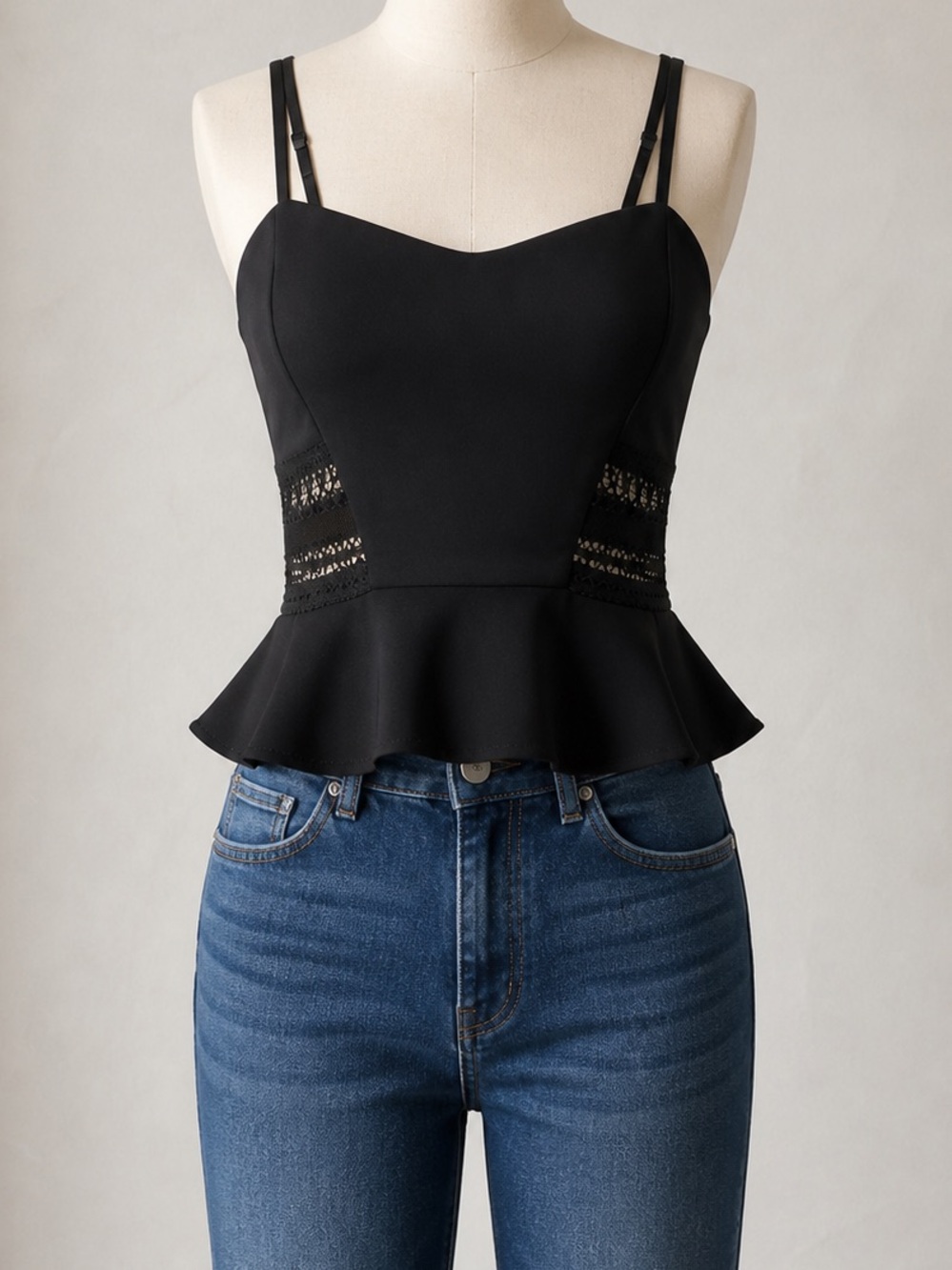 Jonathan Simkhai Black Crepe Cut Out Crop Top